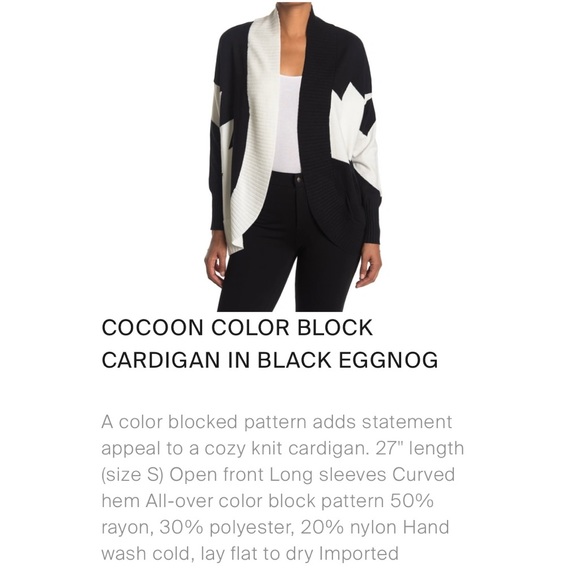CYRUS Cocoon Color Block Cardigan Sweater in Black Eggnog - Picture 4 of 4